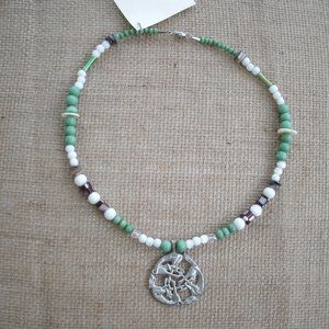 Handmade Celtic Hounds Beaded Necklace OOAK